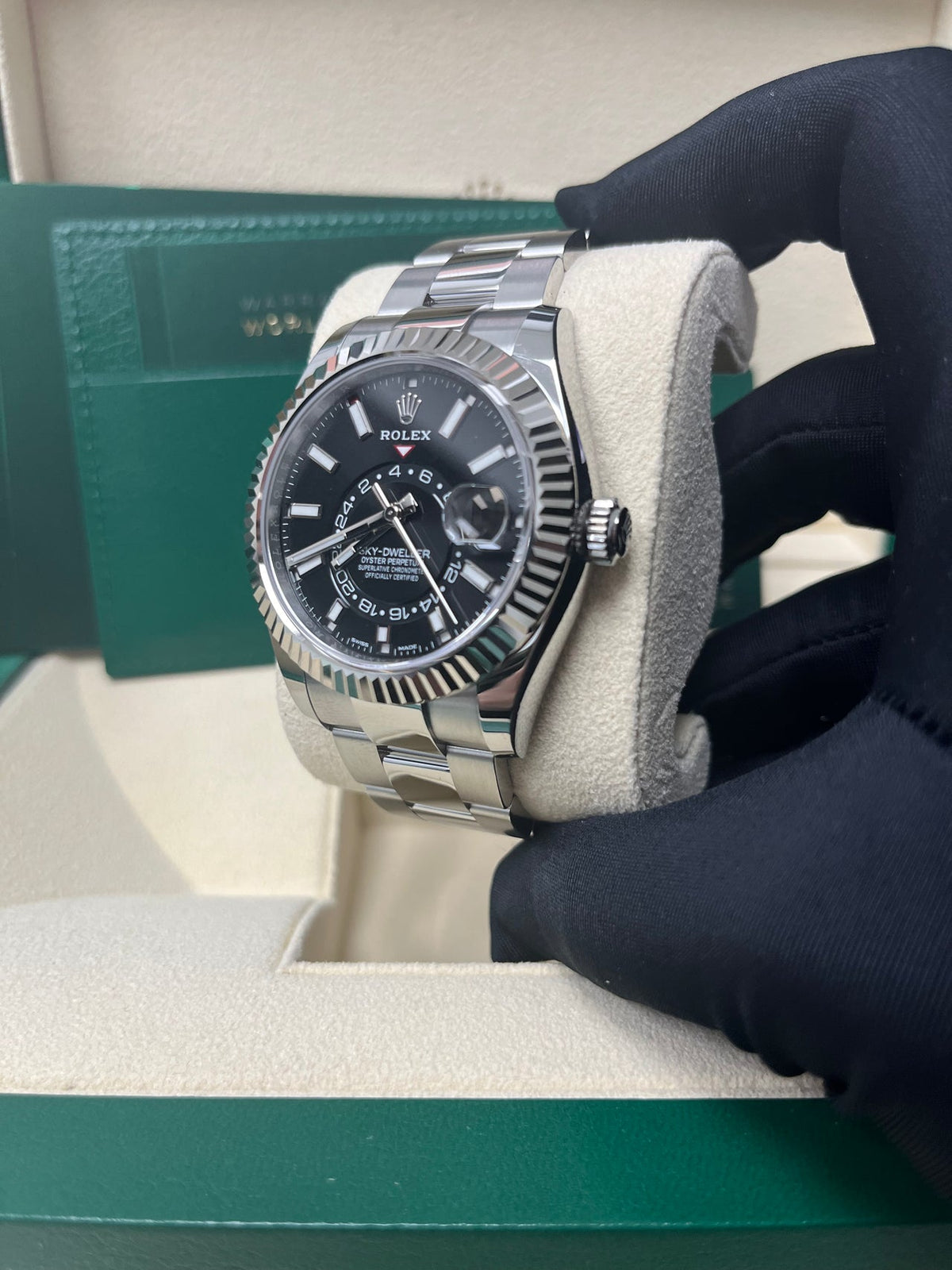 Sky-Dweller White Rolesor Black Dial Oyster