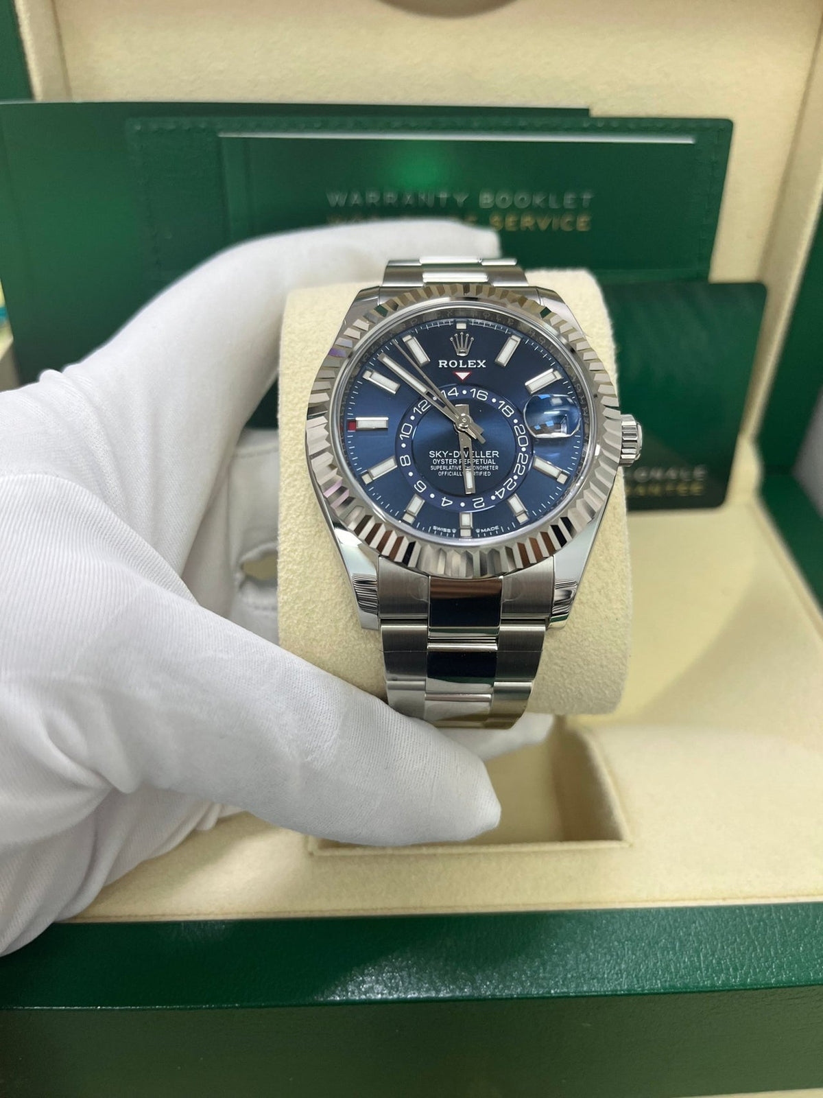 Sky-Dweller White Rolesor Blue Dial 336934