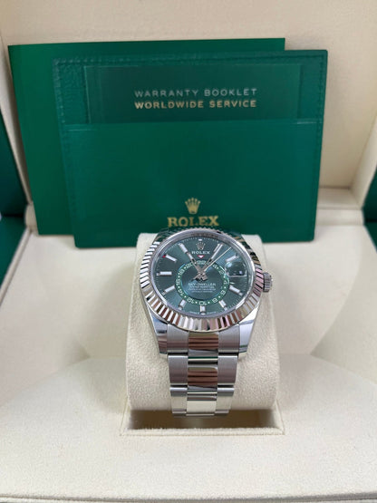 Sky-Dweller White Rolesor Green Dial 336934