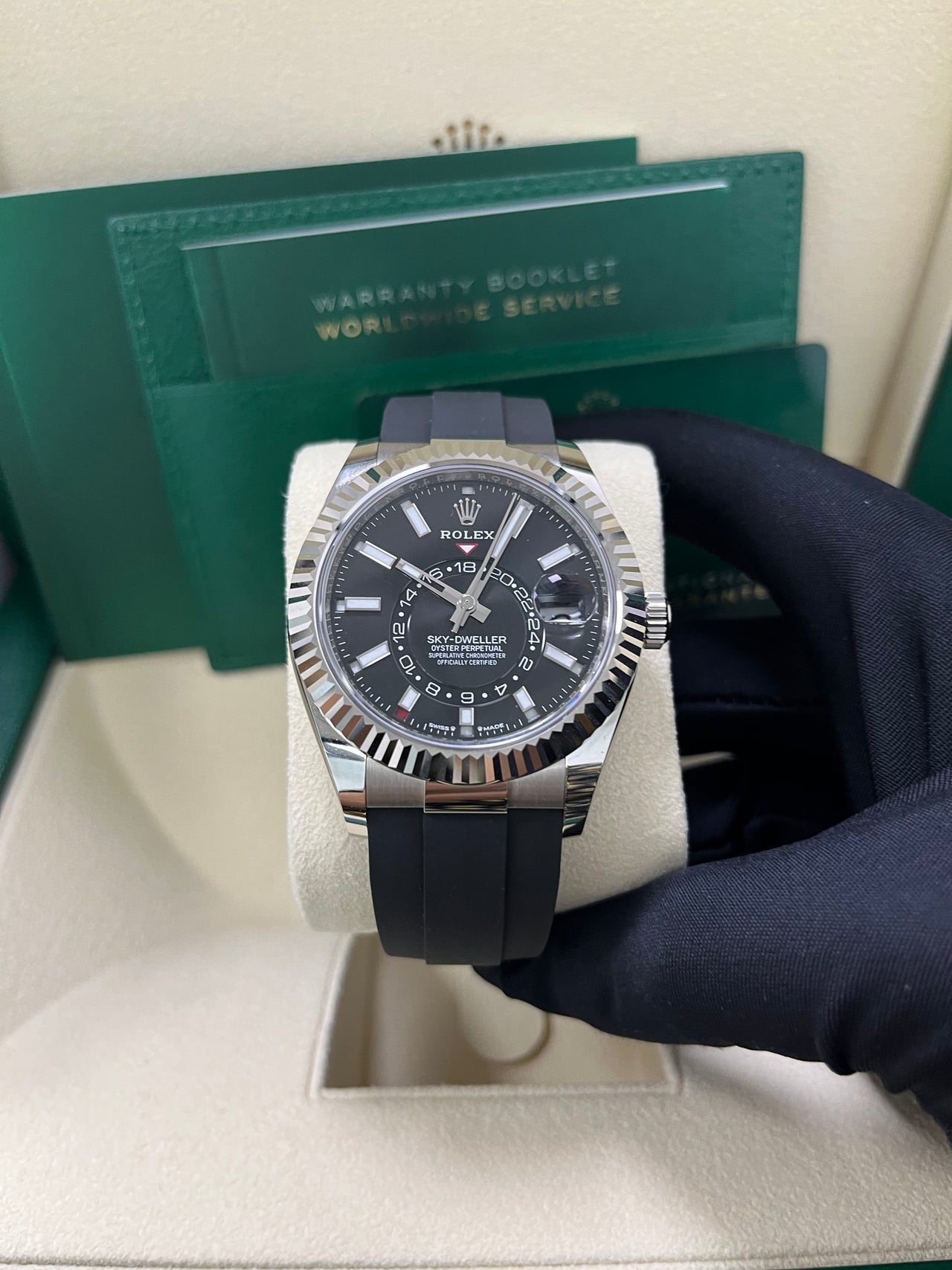 Sky-Dweller White Gold Black Dial Oysterflex