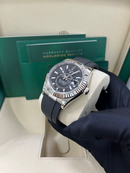 Sky-Dweller White Gold Black Dial Oysterflex