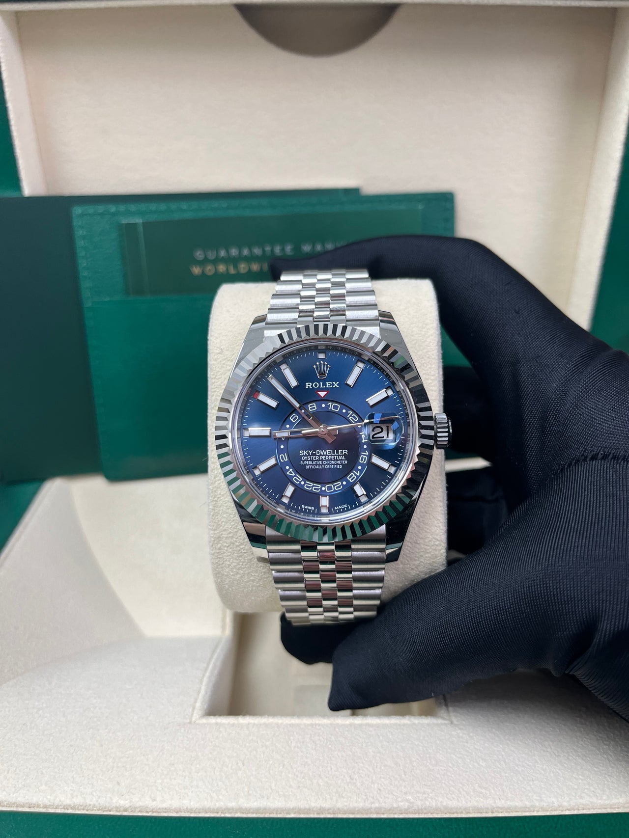 Sky-Dweller White Rolesor Blue Dial Jubilee 326934