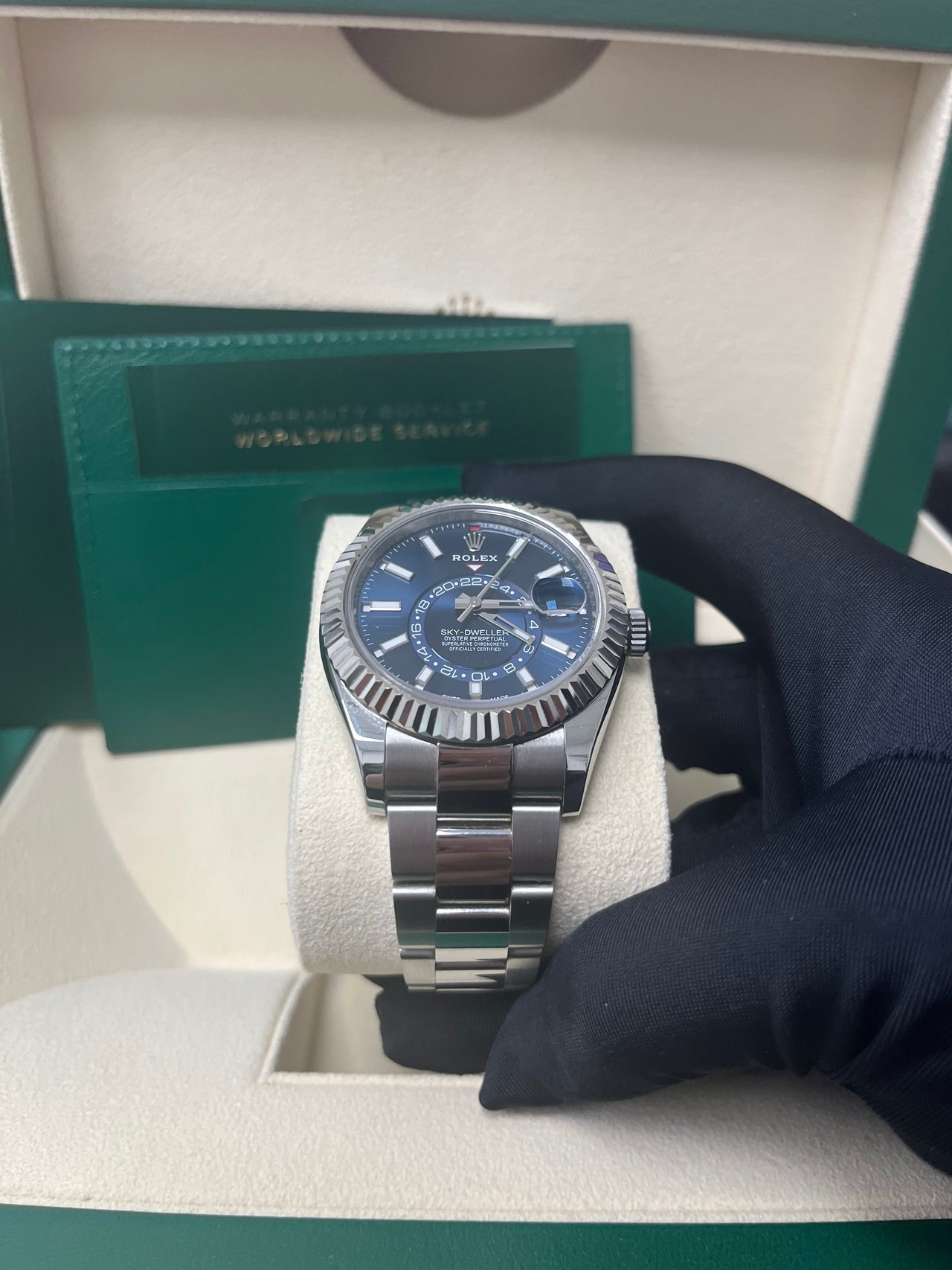 Sky-Dweller White Rolesor Blue Dial Oyster 326934