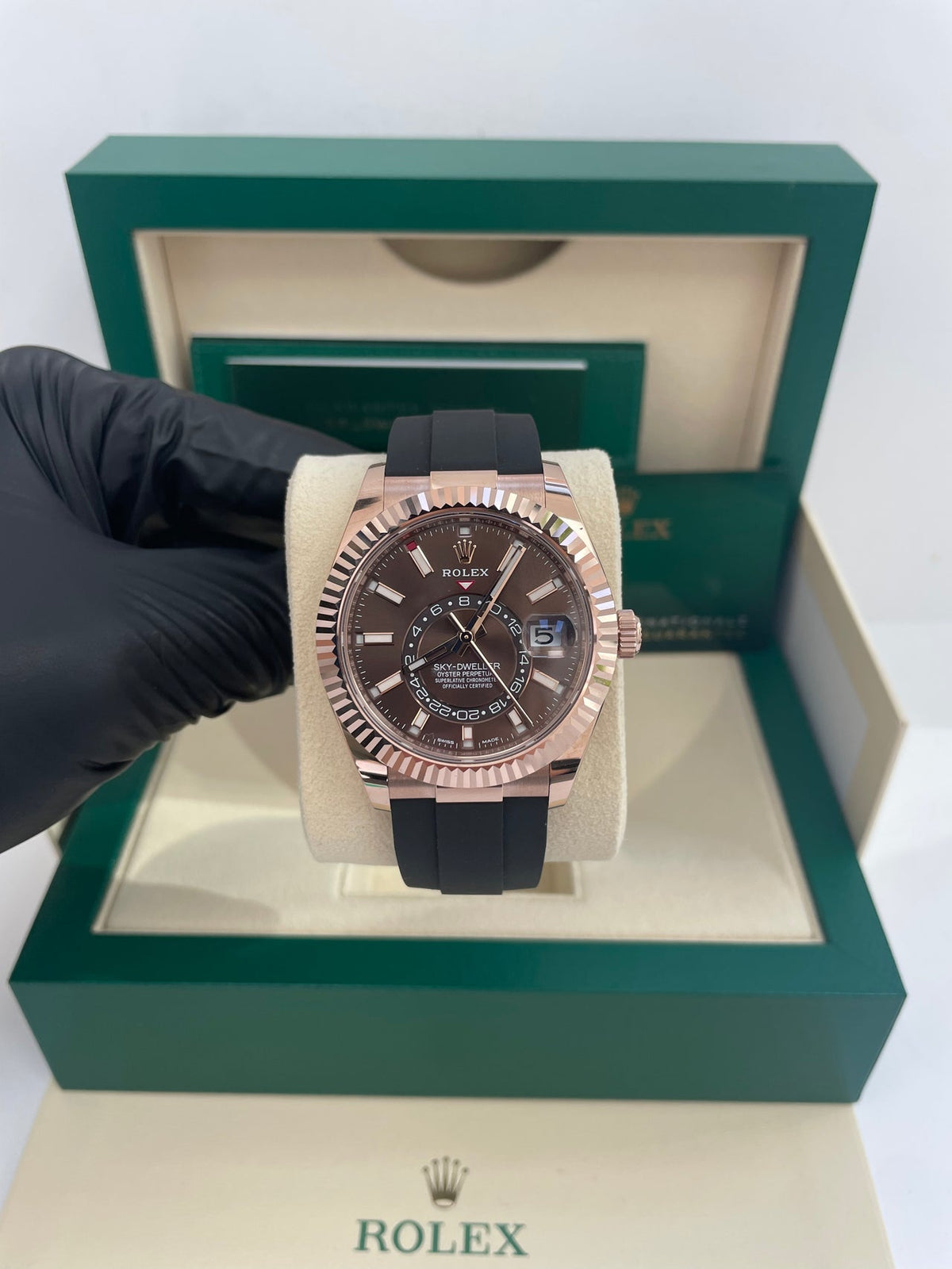 Sky-Dweller Everose Chocolate Dial Oysterflex