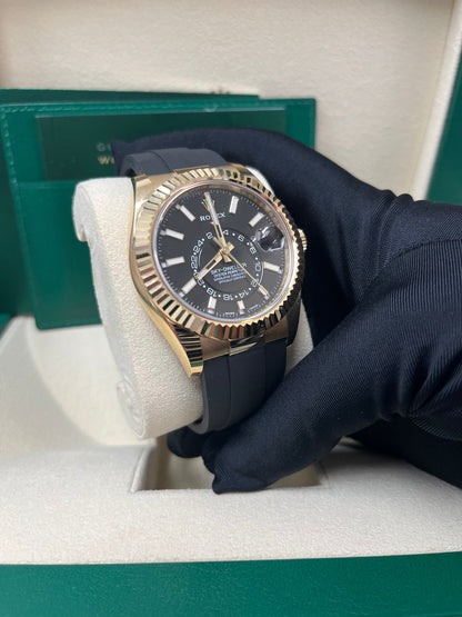 Sky-Dweller Yellow Gold Black Dial Oysterflex